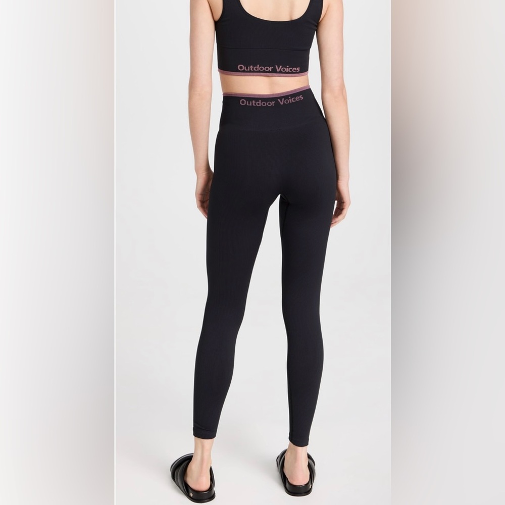 Outdoor Voices Seamless Rib 7/8 Leggings and Longline bra SET - Medium